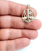 Load image into Gallery viewer, New 14k yellow Gold libra zodiac sign scale Pendant charm gift fine jewelry 1.7g
