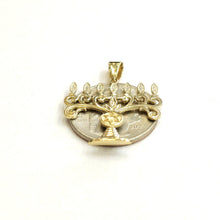 Load image into Gallery viewer, Real 14k yellow gold Menorah star of David Jewish Israel pendant religious 2.6g
