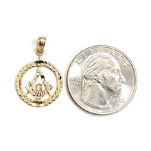 Load image into Gallery viewer, 14k yellow Gold tiny round Freemason Masonic Pendant religious fine jewelry 1.2g
