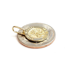 Load image into Gallery viewer, 14k solid yellow gold round saint Michael pendant fine religious gift 0.60" 2g

