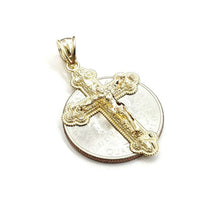 Load image into Gallery viewer, New 10k yellow gold nugget cross jesus pendant fine jewelry religious gift 1.9g
