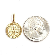 Load image into Gallery viewer, 14k solid yellow gold round saint Michael pendant fine religious gift 0.60" 2g
