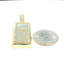 Load image into Gallery viewer, 14k Yellow Gold 999.9 fine gold bar brick bar 1kg Pendant cubic zirconia 7.6g
