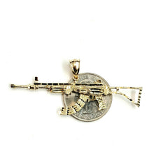 Load image into Gallery viewer, 14k yellow Gold AK-47 machine gun military rifle Pendant charm fine gift 3.8g

