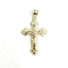 Load image into Gallery viewer, New 10k yellow gold nugget cross jesus pendant fine jewelry religious gift 1.9g
