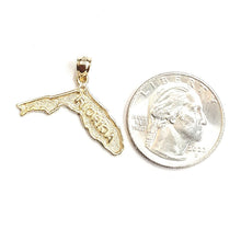 Load image into Gallery viewer, New 14k yellow gold Florida outline map pendant charm gift fine jewelry 2g
