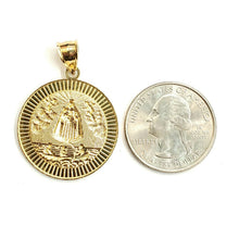 Load image into Gallery viewer, 10k yellow gold round virgin Caridad del cobre pendant religious gift 1.05" 4.4g
