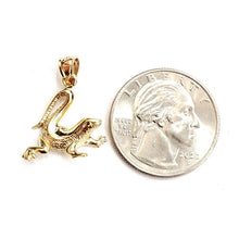 Load image into Gallery viewer, New 14k yellow Gold lizard Pendant animal charm gift fine jewelry 2g
