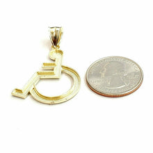 Load image into Gallery viewer, 10k yellow Gold handicap disability Pendant charm diamond cut fine jewelry 2.5g
