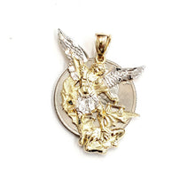 Load image into Gallery viewer, 14k two tone gold saint Michael pendant charm fine religious gift jewelry 3g
