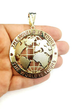 Load image into Gallery viewer, 10k yellow gold round globe planet earth world map pendant jewelry 2.26" 15.1g
