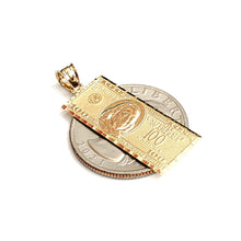 Load image into Gallery viewer, New 14k yellow gold 100 dollar bill money lucky pendant charm fine jewelry 2.1g
