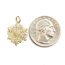 Load image into Gallery viewer, 14k Yellow Gold Winter SnowFlake Pendant charm gift for her fine jewelry 0.8g
