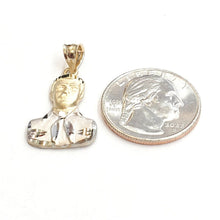 Load image into Gallery viewer, 14k two tone gold Jesus Malverde Narco saint Sinaloa pendant fine jewelry 2.2g
