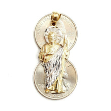 Load image into Gallery viewer, 14k two tone gold saint Jude juda pendant charm fine religious gift jewelry 3.5g
