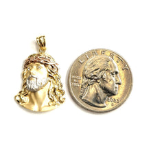Load image into Gallery viewer, 14k multi color gold jesus face head pendant charm religious fine jewelry 2.7g
