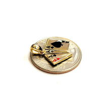 Load image into Gallery viewer, New 14k yellow solid Gold 4 Aces playing cards Pendant charm casino jewelry 1.8g
