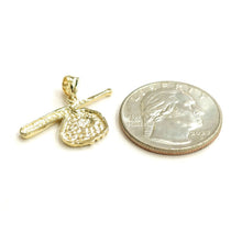 Load image into Gallery viewer, New 14k yellow Gold baseball bat glove ball Pendant sport game fine jewelry 2.2g
