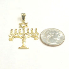 Load image into Gallery viewer, 14k yellow gold Menorah star of David Jewish Israel Charm pendant religious 3.2g
