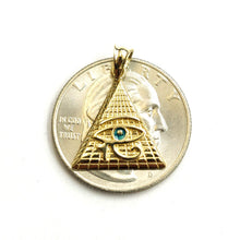 Load image into Gallery viewer, 14k yellow solid Gold Egyptian pyramid eye of Horus Pendant fine jewelry 1.6g

