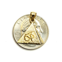 Load image into Gallery viewer, 14k yellow solid Gold Egyptian pyramid eye of Horus Pendant fine jewelry 1.6g
