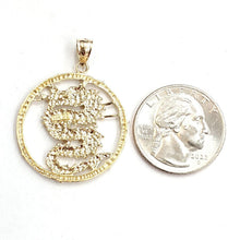 Load image into Gallery viewer, 14k yellow Gold round dragon Pendant charm solid gift fine jewelry unisex 5.5g
