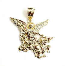 Load image into Gallery viewer, New 10k yellow gold saint Michael pendant charm fine religious gift jewelry 7g
