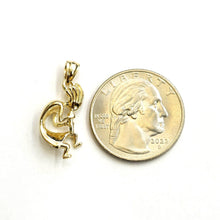 Load image into Gallery viewer, 14k solid yellow Gold 3D Kokopelli Pendant Charm music gift fine jewelry 2.7g
