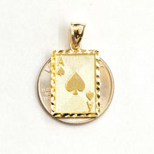 Load image into Gallery viewer, 10k yellow Gold Ace of spade Pendant playing card gambling fine jewelry 2.3g
