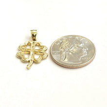 Load image into Gallery viewer, 14k yellow Gold Solid clover leaf heart lucky Pendant charm fine jewelry 2.6g
