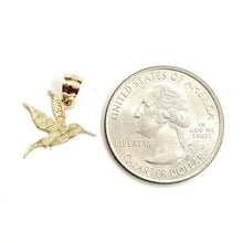 Load image into Gallery viewer, 14k yellow Gold tiny hummingbird Pendant charm fine gift jewelry for her 0.6g
