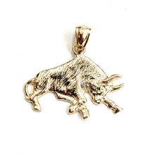Load image into Gallery viewer, 14k yellow solid Gold taurus bull zodiac Pendant charm fine gift jewelry 2.2g
