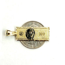Load image into Gallery viewer, 10k yellow gold 100 dollar bill money lucky pendant charm fine jewelry 1.7g
