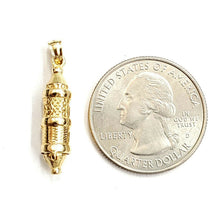 Load image into Gallery viewer, 14k yellow gold 3D mezuzah star of David kabbalah Jewish torah pendant 3.1g
