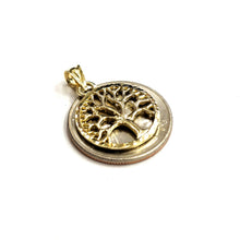 Load image into Gallery viewer, 10k Yellow gold round tree of life lucky pendant charm fine Jewelry gift 2.8g
