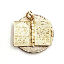 Load image into Gallery viewer, 14k yellow gold ten commandments book star of David Chay Jewish pendant 4.1g
