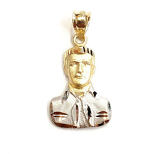 Load image into Gallery viewer, 14k two tone gold Jesus Malverde Narco saint Sinaloa pendant fine jewelry 2.2g
