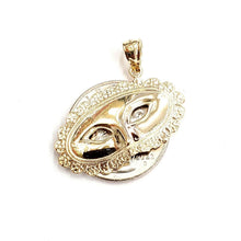 Load image into Gallery viewer, 14k yellow gold masquerade face mask drama theater act pendant fine jewelry 3.8g
