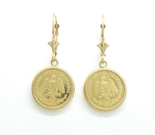Load image into Gallery viewer, 14k yellow Gold coin Earrings lever Back fine gift jewelry for women 4.3g
