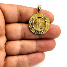 Load image into Gallery viewer, 14K Gold Greek Key pendant genuine 5 dollar 1/10 oz 22k American eagle coin 7.2g

