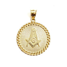 Load image into Gallery viewer, New 10k yellow Gold round Freemason Masonic Pendant 1.18" religious jewelry 5.3g

