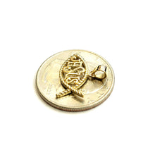 Load image into Gallery viewer, 14k yellow gold Ichthus Fish Jesus pendant charm religious fine jewelry 1g
