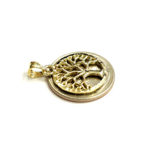 Load image into Gallery viewer, 10k Yellow gold round tree of life lucky pendant charm fine Jewelry gift 2.8g
