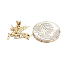 Load image into Gallery viewer, New 14k yellow gold flying unicorn Pegasus pendant charm shiny fine jewelry 1.6g
