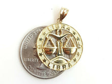 Load image into Gallery viewer, New 14k yellow Gold libra zodiac sign round Pendant charm fine gift jewelry 2.6g
