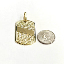 Load image into Gallery viewer, 10k yellow Gold solid men's nugget dog tag Pendant charm fine gift jewelry 8.4g
