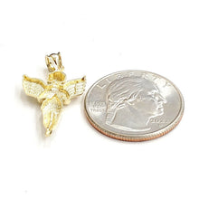 Load image into Gallery viewer, New 10k yellow Gold angel Pendant charm wings gift fine jewelry diamond cut 1.3g
