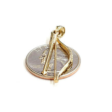 Load image into Gallery viewer, 14k yellow Gold 3D Bow and Arrow Hunting Pendant Charm Movable fine Jewelry 2.2g
