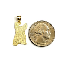 Load image into Gallery viewer, Solid 10k yellow Gold French bulldog Pendant charm diamond cut fine jewelry 1.3g
