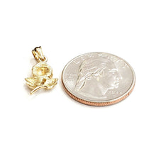 Load image into Gallery viewer, New 14k yellow solid Gold rose flower Pendant charm gift fine jewelry 1.3g
